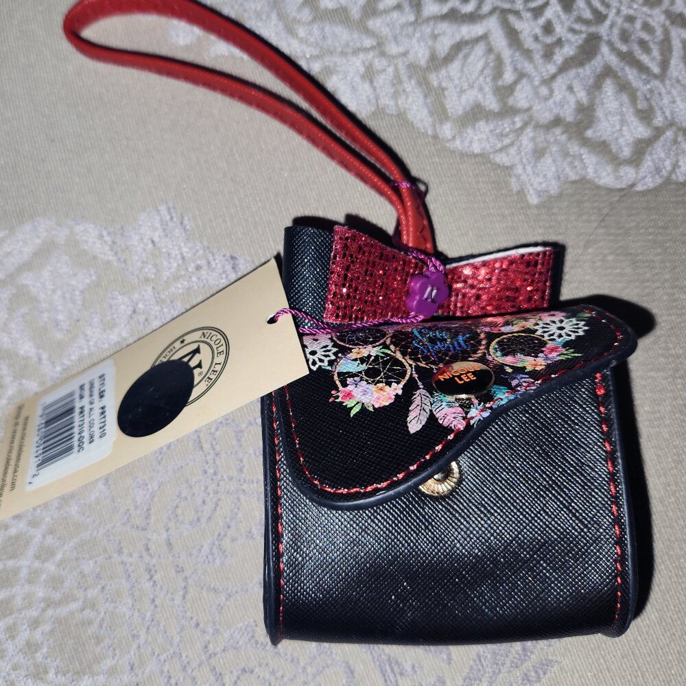 Nicole Lee Black Dreamcatcher Wristlet Coin Pouch